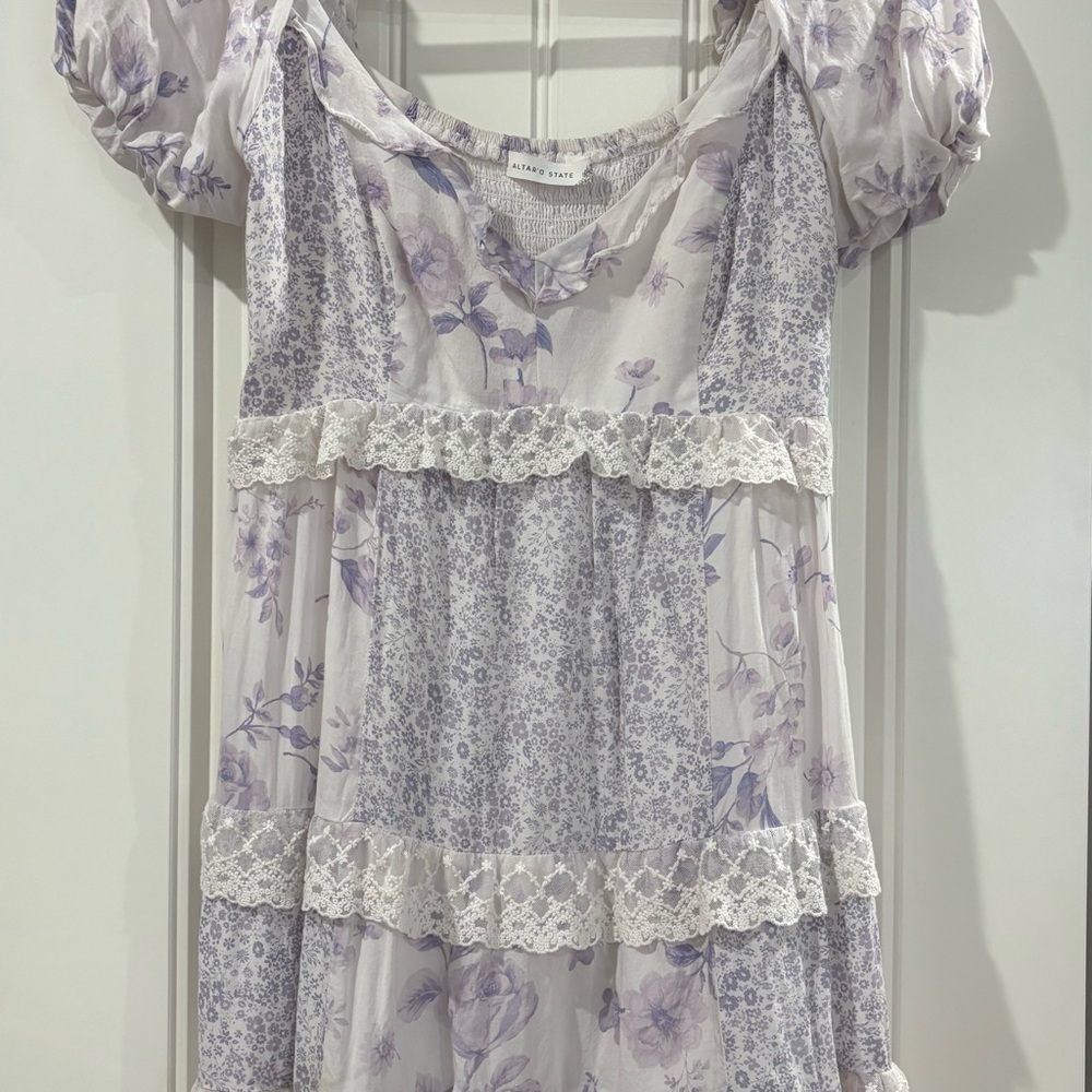 Altar'd State Lavender Floral Mini Dress
